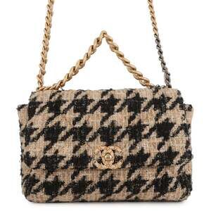 Chanel Chain Shoulder Bag 19 Large Tweed AS1161 CHANEL Handbag 2-way Black Wo...